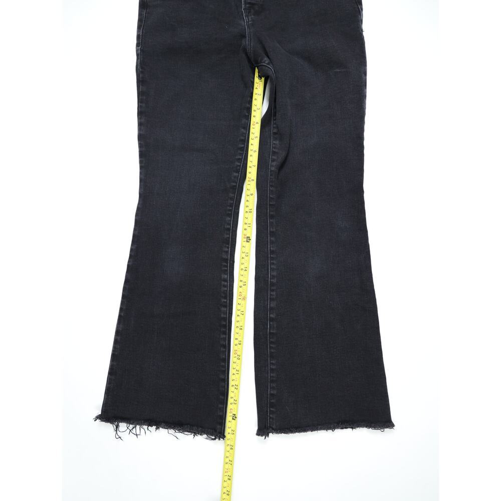 Good American Washed Black High Rise Button Fly Flare Jeans Raw Hem Size 6/28 - Picture 12 of 16